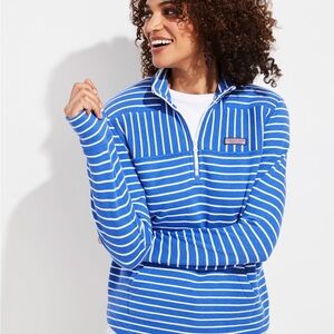 Vineyard Vines Blue and White Striped Zip-Up Sweater Preppy Coastal Nautical